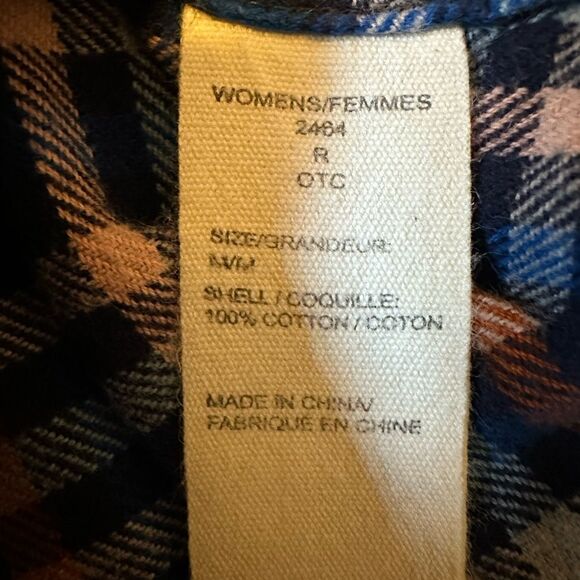 WOOLRICH Women’s Pemberton Check Flannel Button Down Shirt Blue Size Medium - Picture 11 of 12